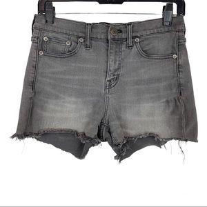 Madewell Grey Denim Wash Jean Shorts Mid Rise Sz 25 Cut Off Raw Hem